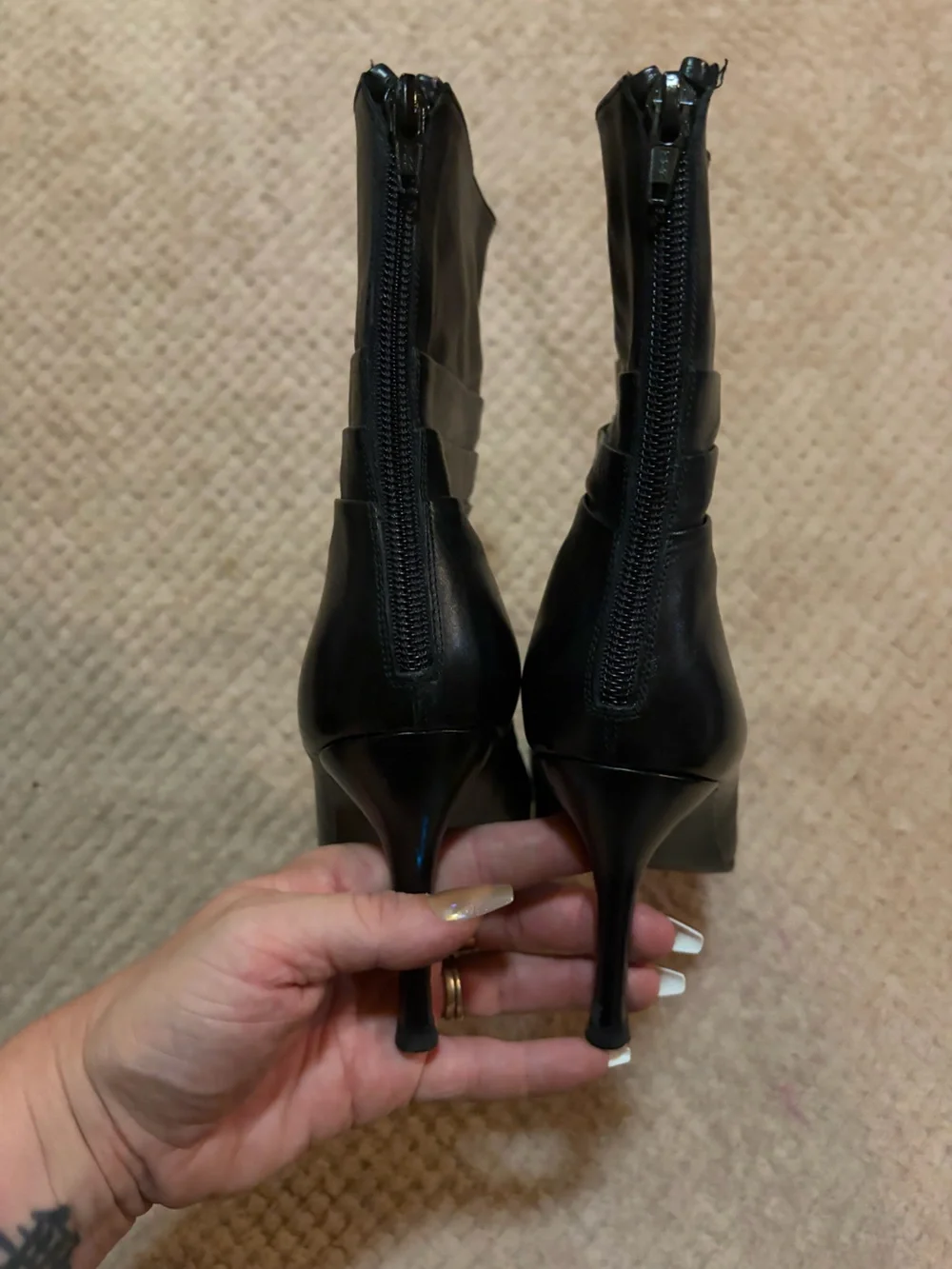 Stuart Weitzman Black Leather Pointed-Toe Stiletto Ankle Booties